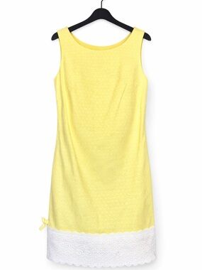 Lilly Pulitzer Yellow Shift Dress Size 8 Lace Hem Easter Spring